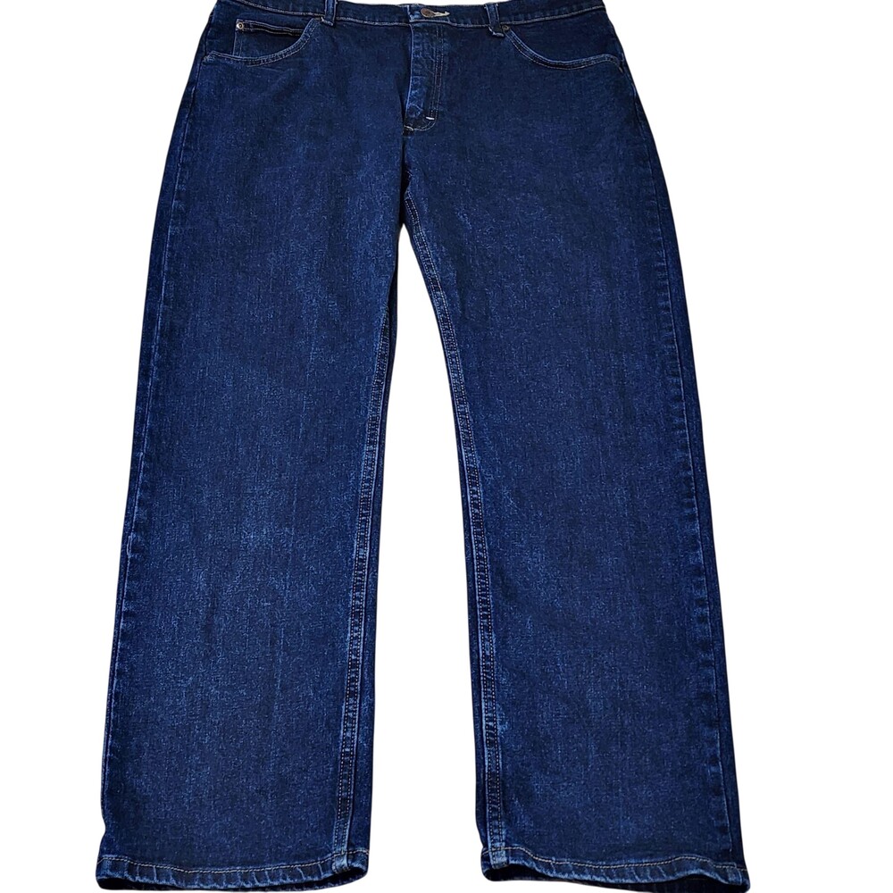 Wrangler Jeans Mens 36x32 Blue Relaxed Straight Stretch Denim 1096FXVMF